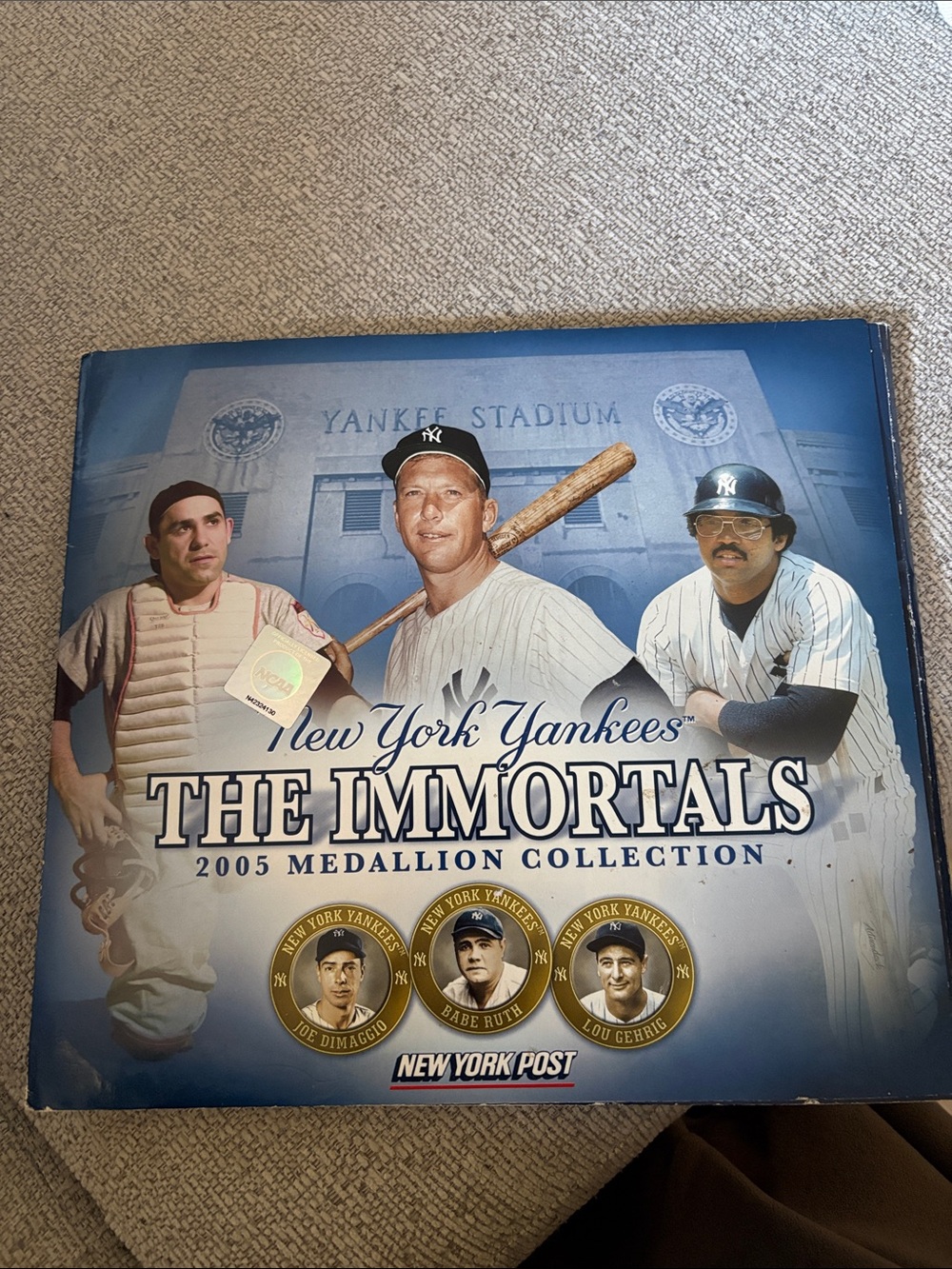Yankees Immortals Collectible Memorabilia Display Page - Blue
